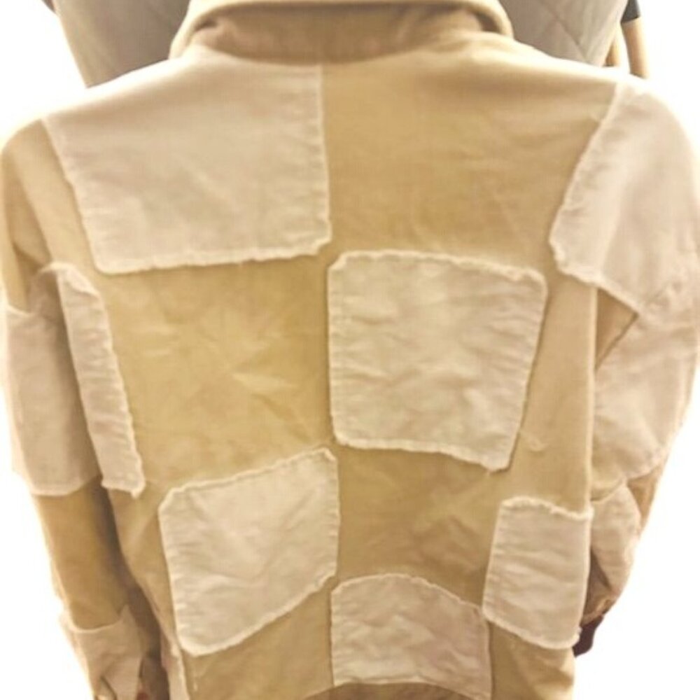 Polagram Beige-White Patchwork Button-Up Corduroy… - image 5